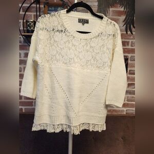POL Women's Cream Lace Sweater